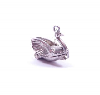 Vintage Charm Swan Lake Opens To Ballerina 925 Sterling Silver 2.  4g