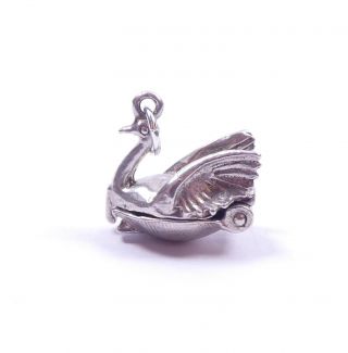 Vintage Charm Swan Lake Opens To Ballerina 925 Sterling Silver 2.  4g 3