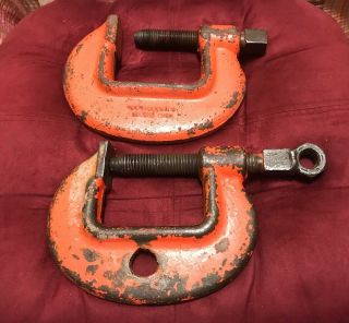 2 Vintage Armstrong Heavy Duty Forged Metalworking Welding C Clamp No.  3