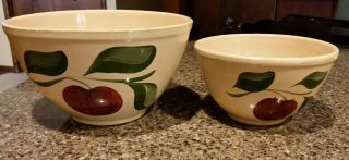 Vintage Watt Apple Yellow Ware Nesting Bowls - 7 & 9