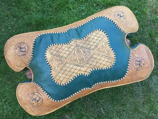 Vintage Egyptian Islamic Camel Saddle Leather Wood Foot Stool Ottoman Seat Chair 3
