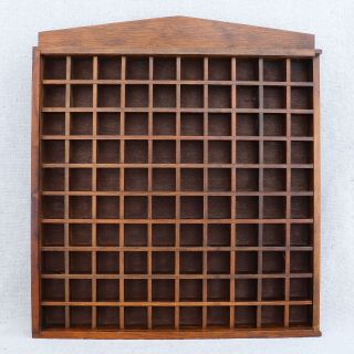 Vintage Wooden Thimble Display Case Miniature Specimen Curio Cabinet 100 Slot