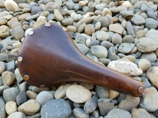 Vintage 1973 British Brooks Professional Brown Leather Cycling Saddle / Seat
