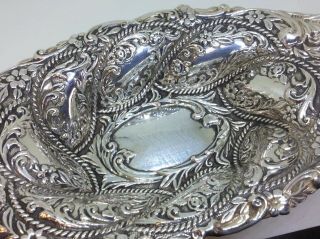 Large Antique Vintage Solid Silver Ornate Dish/tray Birmingham