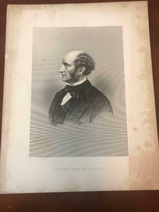 Antique Engraving Of The British Philosopher John Stuart Mill