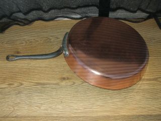 Vintage French Copper Cuisine Crepe Flambe Frying Pan Tin Lined Metal Handle 2mm