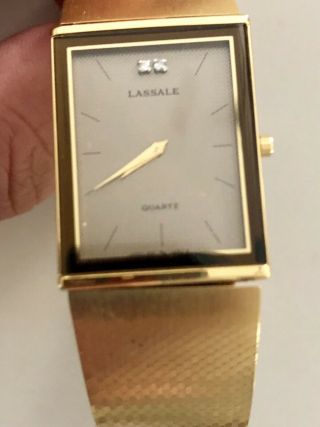 Vintage Mens Seiko Lassale Quartz Wrist Watch With Small Diamonds - As Found
