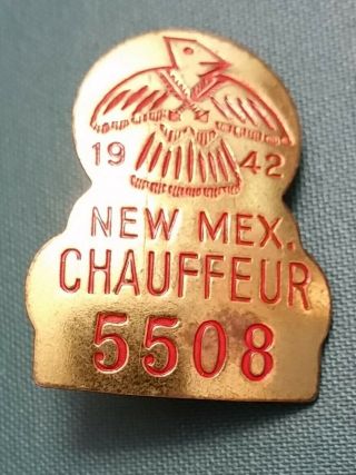 Vintage 1942 State Of Mexico Chauffeur Badge Pin No.  5508