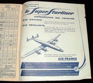 VINTAGE 1957 AIR FRANCE AIRLINE TIMETABLE,  MAPS & ADS ENGLISH FRENCH SPANISH 2