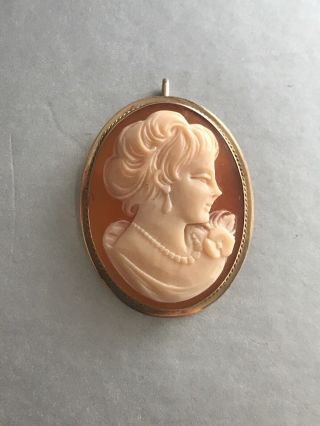 Vtg Antique 14k Yellow Gold Cameo Brooch Pin Pendant Estate Find Nr