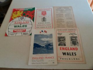 3 Vintage England V Wales Football Programmes