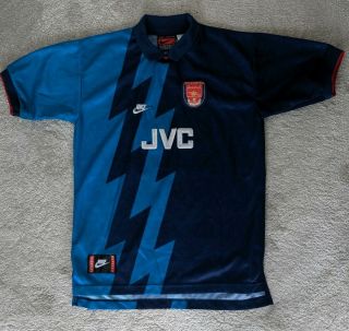 Vintage 94 - 96 Jvc Arsenal Away Shirt 10 Dennis Bergkamp Youth Xl/ Men 