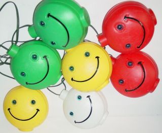 15 - Ft Smiley Face Vintage Outdoor Blow Mold Plastic Rv Camping Patio Lights