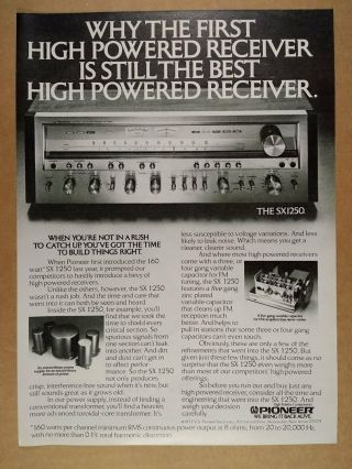 1977 Pioneer Sx - 1250 Sx1250 Stereo Receiver Photo Vintage Print Ad