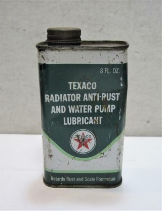 Vintage Texaco Radiator Anti Rust & Water Pump Lubricant Metal Can Advertising