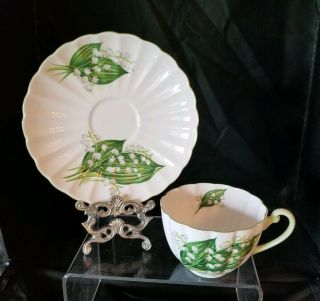 Vintage Shelley Bone China - Lily Of The Valley Cup And Saucer - Rare - Signed -