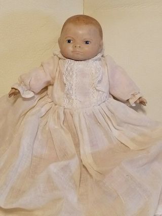 Vintage Small Cloth Baby Doll With Porcelain Ceramic Head