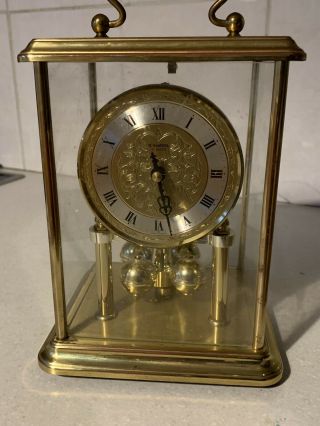 Vintage H.  Samuel Carriage Clock Brass Glass Cased Case Side