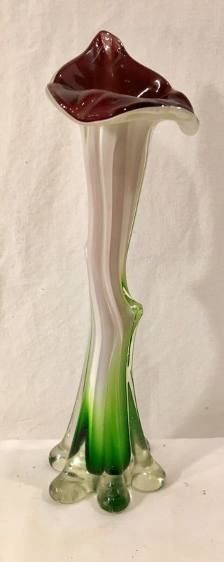 Vtg.  Hand Blown Art Glass,  Calla Lily - - Jack In The Pulpit Bud Vase