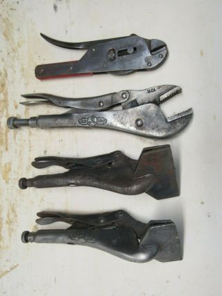 Vintage Bmc Mfg Corp No 7 Adjustable Locking Jaw & 2 8r & 1 10r Vise Grip Pliers