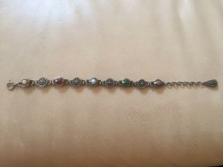 Vintage Miracle Jewellery Scottish Celtic Banded Agate Silver Panel Bracelet
