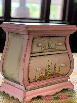 Vintage Miniature Dollhouse Karen Markland C1988 Pink Childs Bombay Dresser 1:12