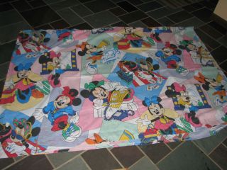Vintage Walt Disney Minnie Mouse Twin Flat Sheet Fabric Great Images Colors