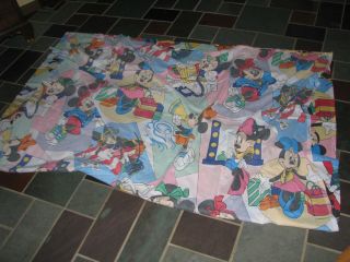 Vintage Walt Disney Minnie Mouse Twin Flat Sheet Fabric Great Images Colors 3