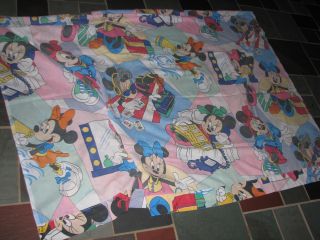 Vintage Walt Disney Minnie Mouse Twin Flat Sheet Fabric Great Images Colors 4