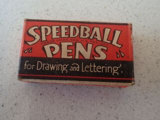 Hunt Co Speedball Pens Box Set Of 6 B - Set Pen Ink Nibs In Vintage Box (1)