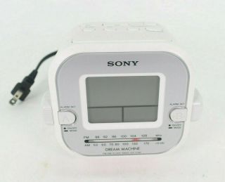 Sony Dream Machine Icf - C180 Alarm Clock Am/fm Radio White Square Vintage
