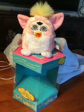 Vintage Furby Babies Electric Great Colors Pink White Yellow Fun Pet