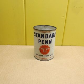 Vintage Standard Penn Motor Oil Can 1 Qt 2