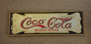 Vintage Coca Cola Mirrored Sign Delicious 5 Cent Relieves Fatigue
