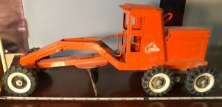 Rare Vintage Antique Orange Lil Beaver Canada Pressed Steel Road Grader