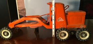 Rare Vintage Antique Orange Lil Beaver Canada Pressed Steel Road Grader 4