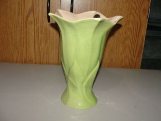 Vtg Mid - Century Modern Weil Ware Green Vase California Pottery Rare