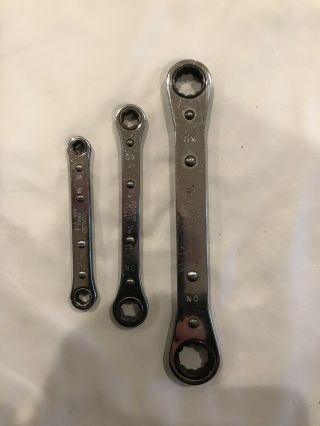 Vintage Snap On 3 Piece Sae Ratcheting Box Wrench Set