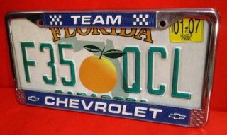 Vintage “team Chevrolet” License Plate Frame W/ Embossed Graphics Sharp