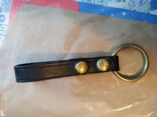 Vintage Hoyt Black Leather Straight Baton Ring Holder