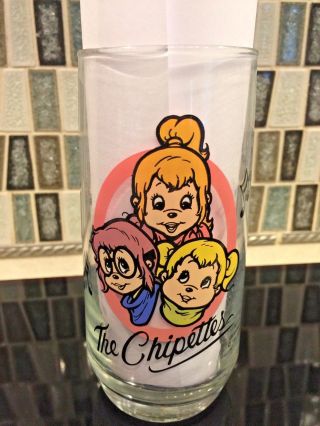 Vintage 1985 Alvin And The Chipmunks Glass - The Chipettes