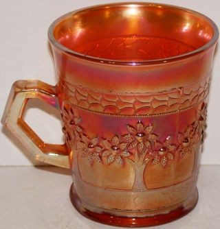 Vintage Carnival Glass Handled Mug Fenton Orange Tree Pattern Marigold Undamaged