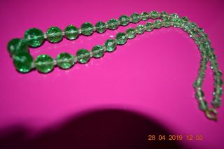 Vintage Green Faceted Crystal Beads Necklace 18 "