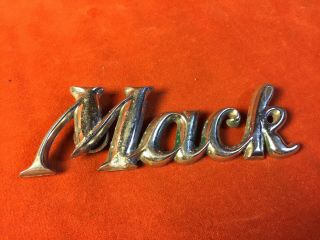 Vintage 50’s Mack Truck Chrome Script Emblem Hood Ornament