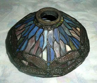 Vintage Tiffany Style Dragonfly Stained Glass Lamp Shade 8 " X 5 "