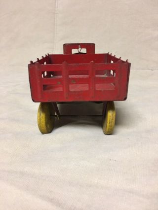 Vtg Marx or Wyandotte or Girard Pressed Steel Truck and Stake Trailer Toy Truck 4