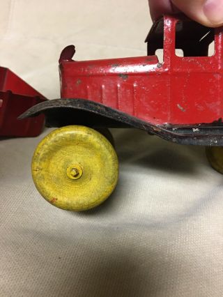 Vtg Marx or Wyandotte or Girard Pressed Steel Truck and Stake Trailer Toy Truck 6