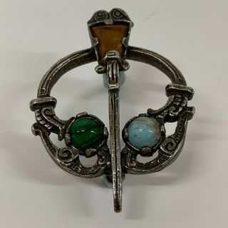 Vintage Miracle Scottish Solid Celtic Brooch Pin Signed