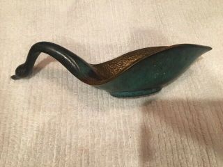 Vintage,  Brass,  Stylized Swan Catchall / Ashtray / Bowl,  Made In Israel