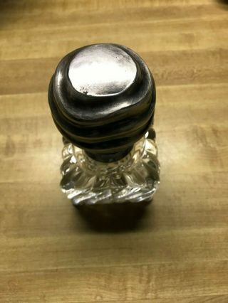 Antique / Vintage Heavy Glass Silver Metal Hinged Top Inkwell Vgc
